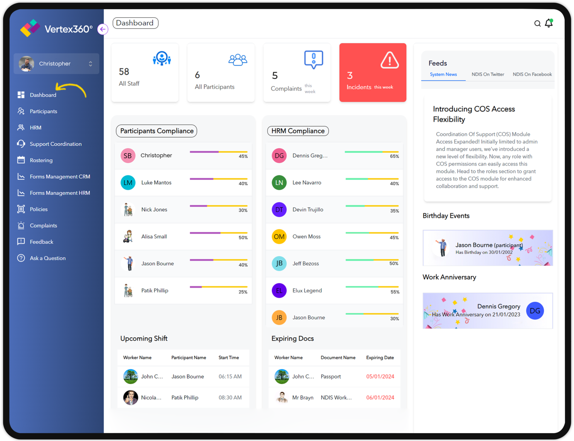 Vertex360 Compliance Dashboard