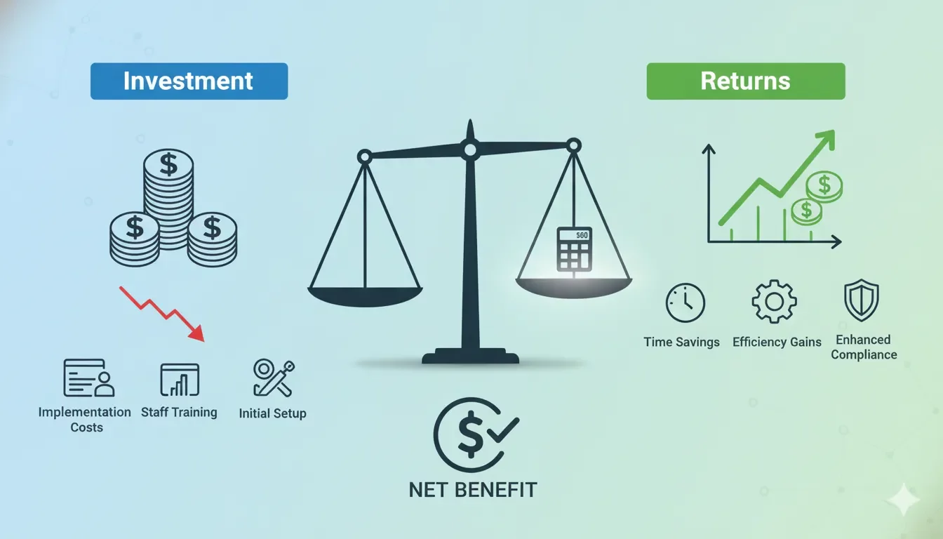 Cost-benefit analysis visual showing ROI of NDIS software customisation for growing providers