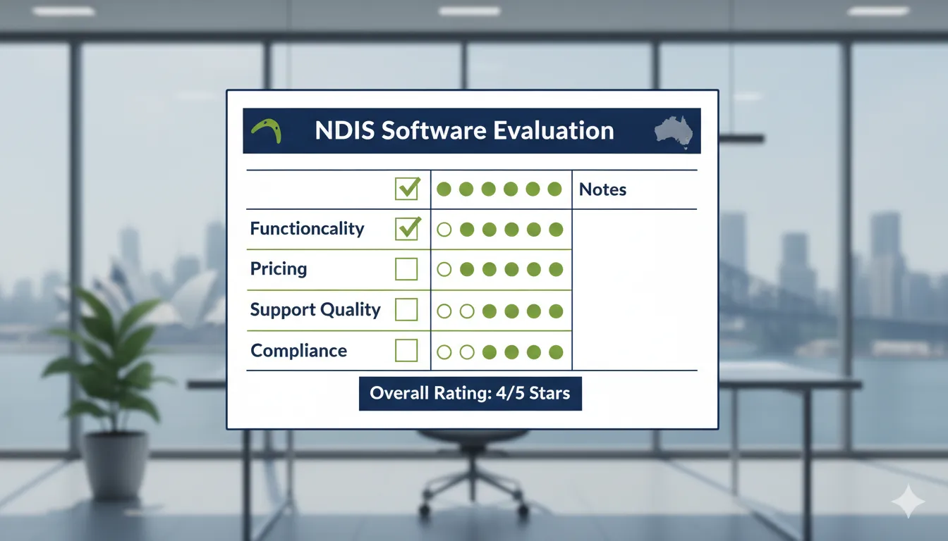 NDIS software vendor evaluation framework showing systematic comparison process for providers